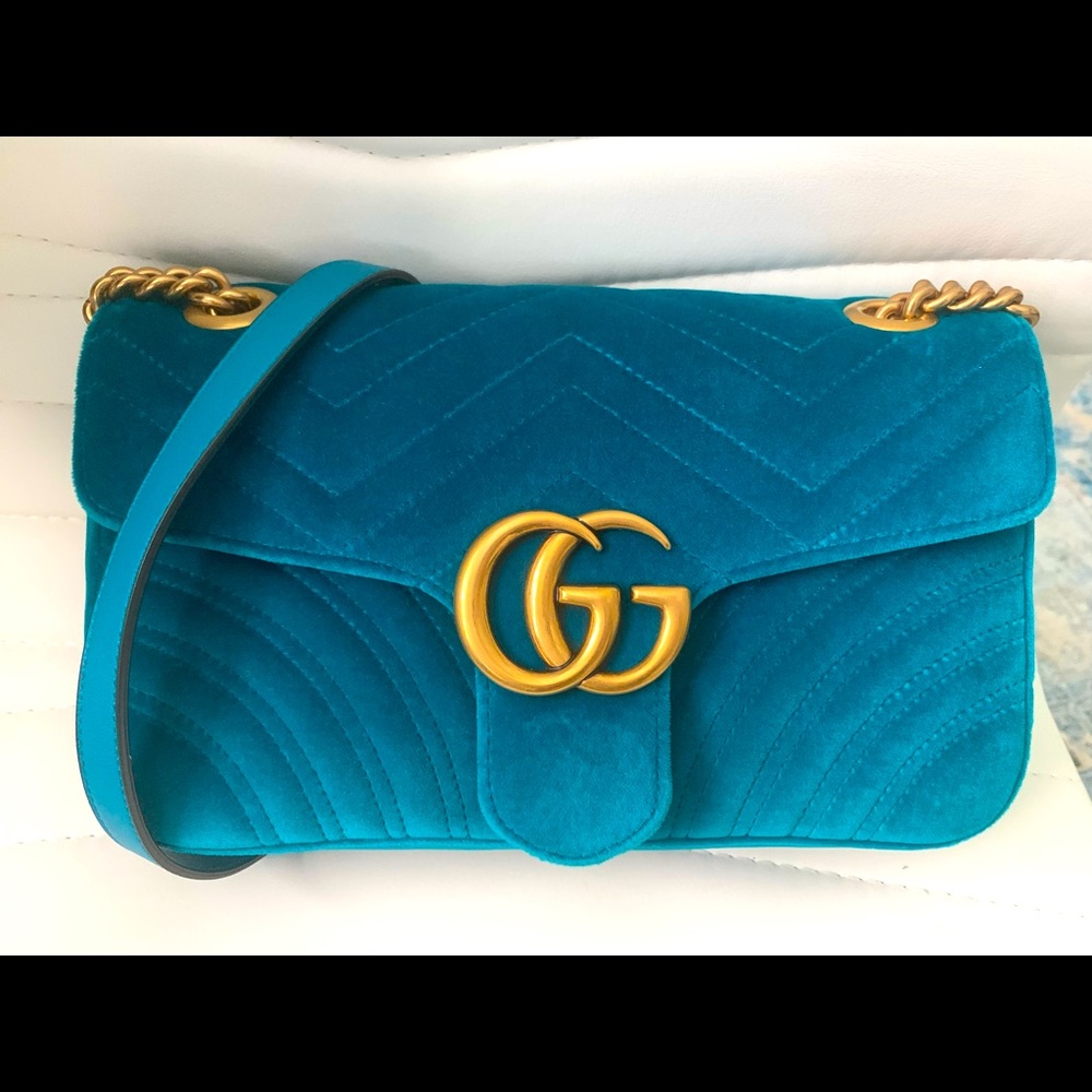 Gucci GG Marmont Metalasse flap velvet shoulder bag